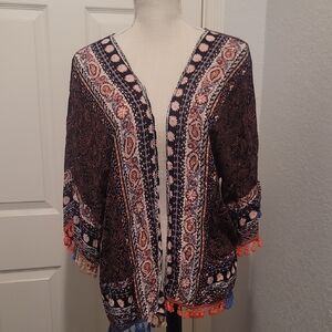 Umgee Navy and Copper Paisley Kimono